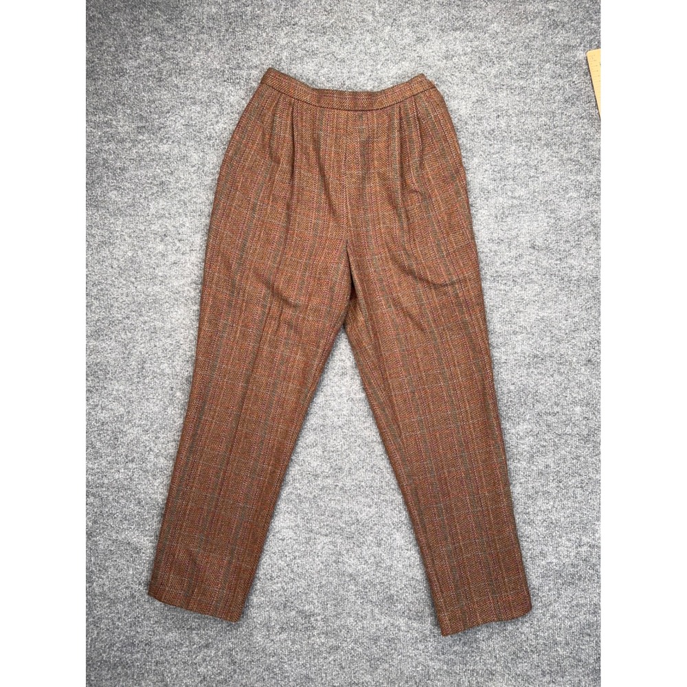 MJ Concepts Sportswear Vintage High Waisted Pleated Trousers Brown Plaid 26Waist